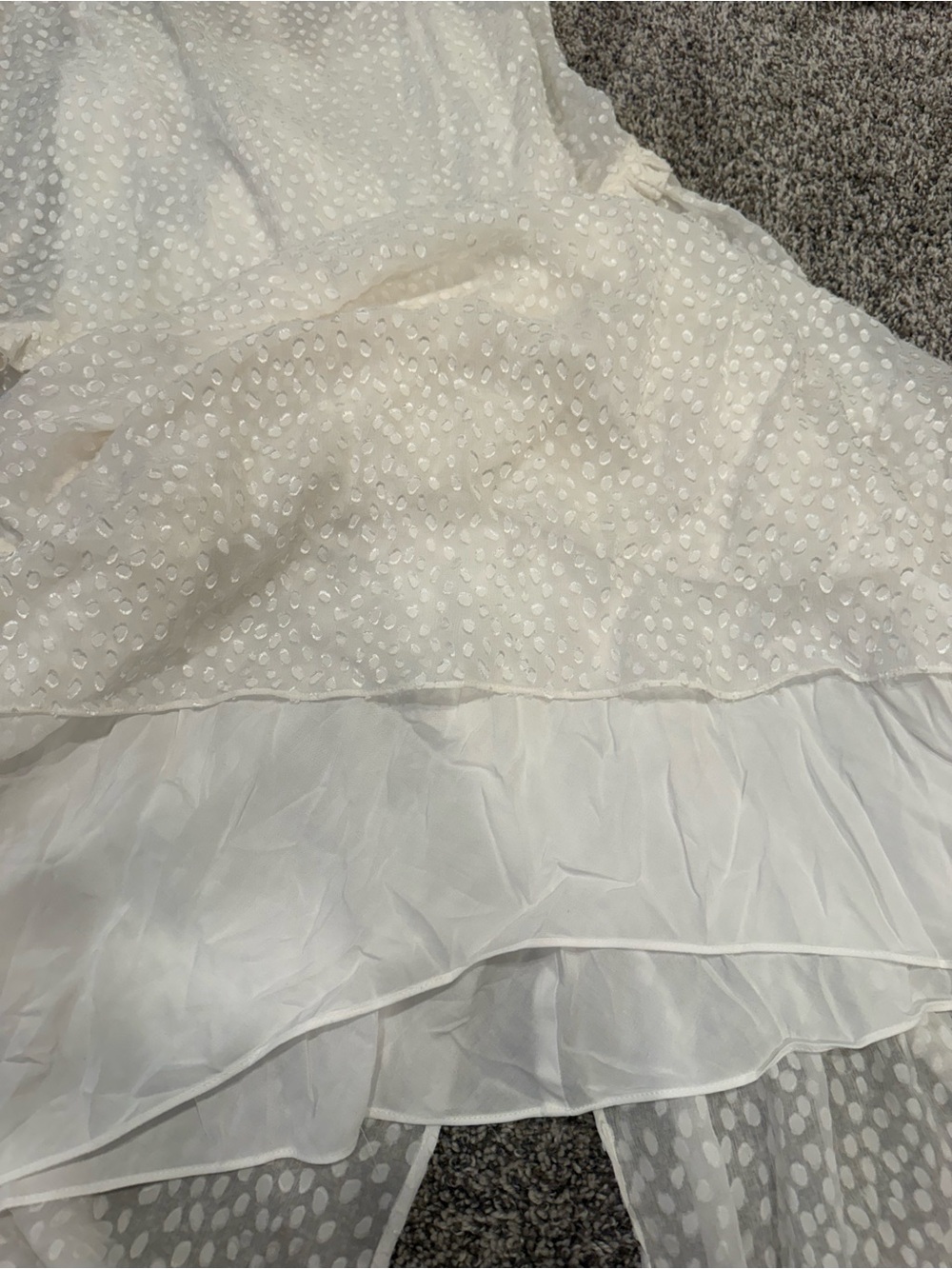 Rebecca Taylor Silk Blend Swiss Dot Ruffle Dress Ivory Size 10 Tags Attached - Picture 12 of 15